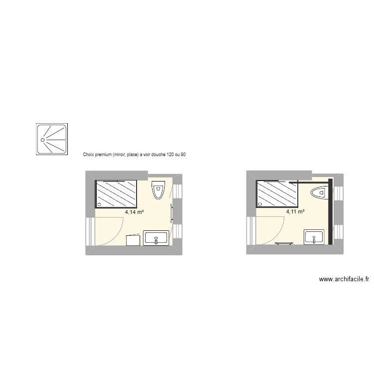 SDB Haut. Plan de 2 pièces et 8 m2