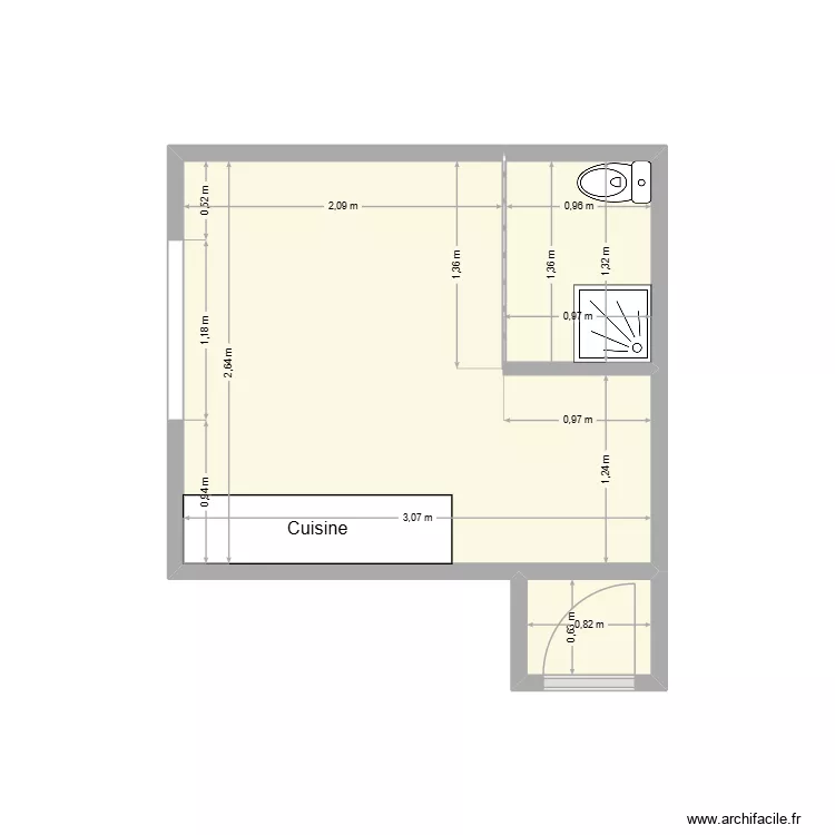 BARBE. Plan de 2  et 9 m²