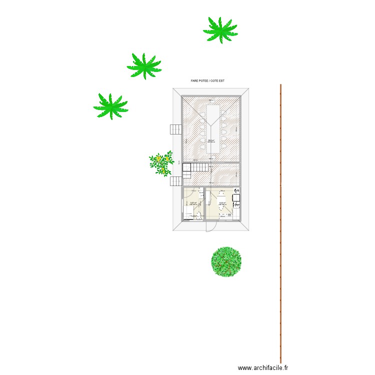 FARE POTEE / COTE EST. Plan de 3 pièces et 52 m2