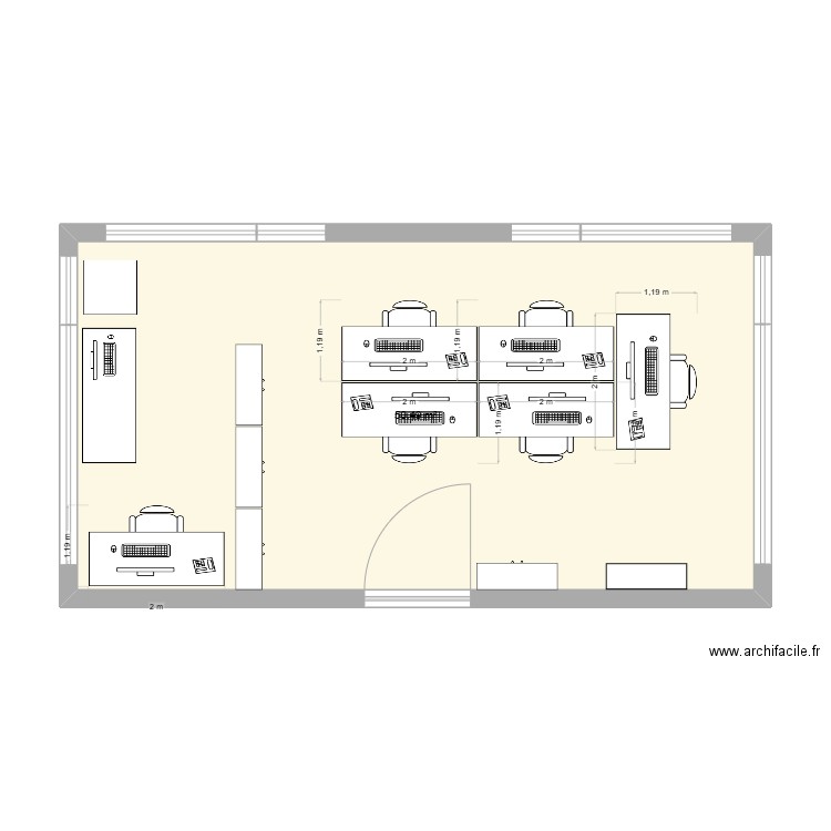 Bureaux CSJ. Plan de 1 pièce et 50 m2