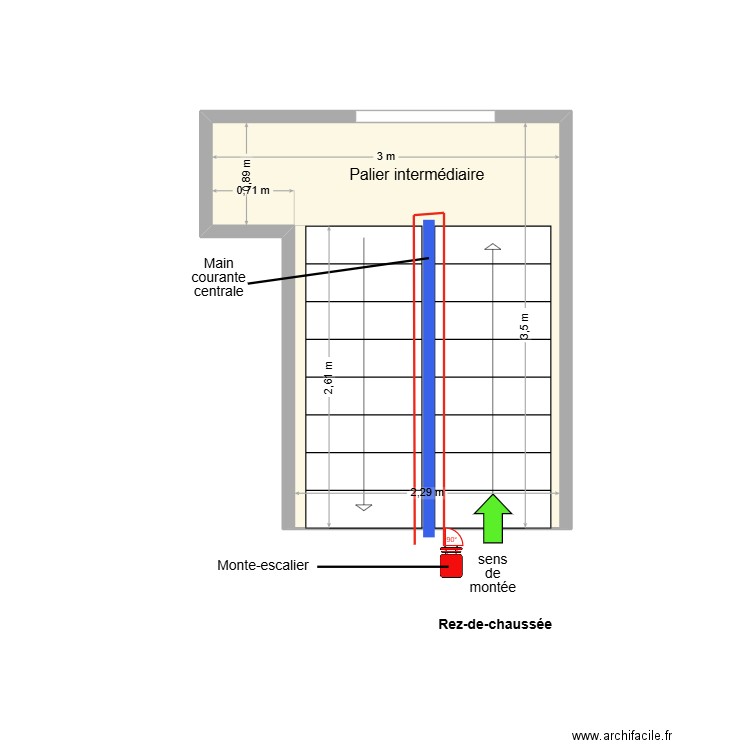 DELANGRE Escalier adaptation. Plan de 1 pièce et 9 m2