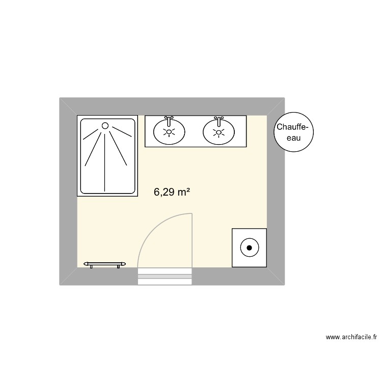 Salle de bain. Plan de 1 pièce et 6 m2