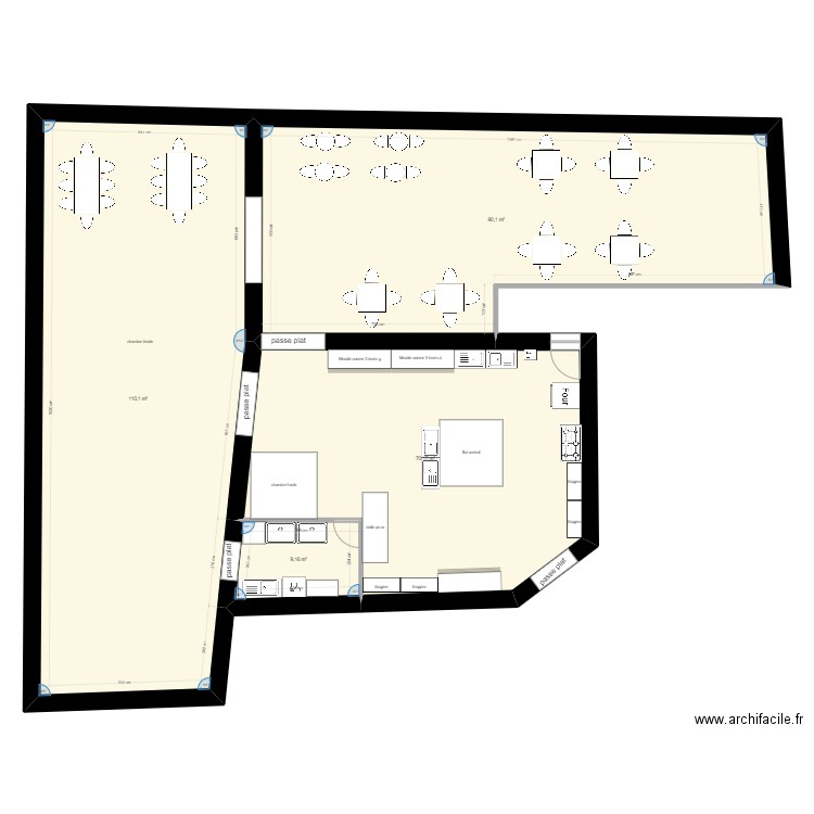 cuisine 1. Plan de 4 pièces et 280 m2