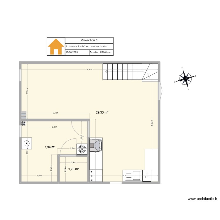 Projection11. Plan de 4 pièces et 79 m2