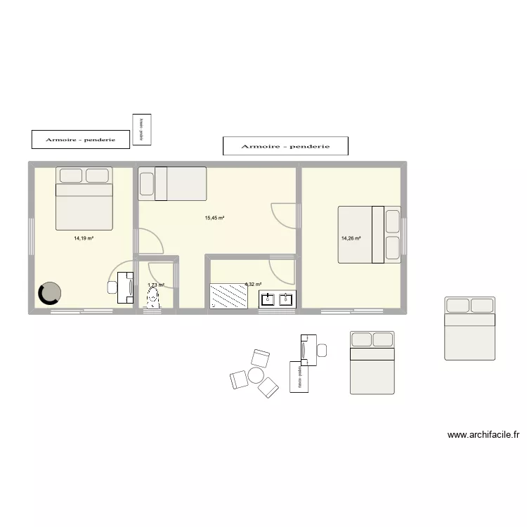 extension panda. Plan de 5 Pièces et 50 m² extension panda. Plan de 5 Pièces et 50 m²