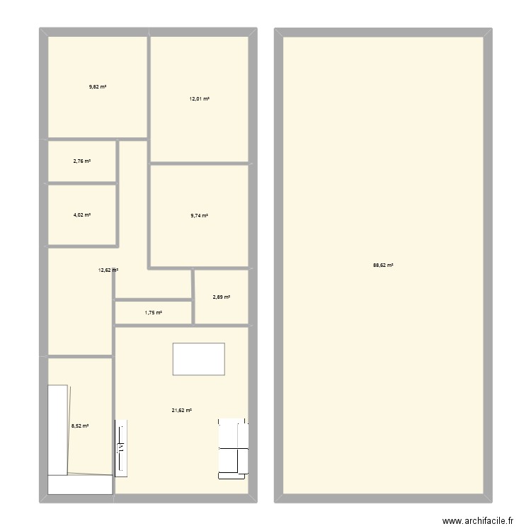 copreaux. Plan de 11 pièces et 174 m2