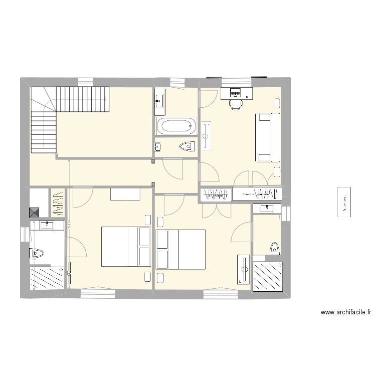 1er etage suite 4. Plan de 8 pièces et 74 m2