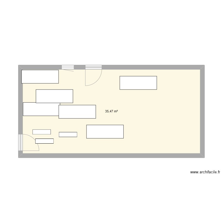 garage. Plan de 1 pièce et 35 m2