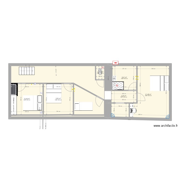 grenier PONT BIHAN V3 couloir élargi. Plan de 0 pièce et 0 m2