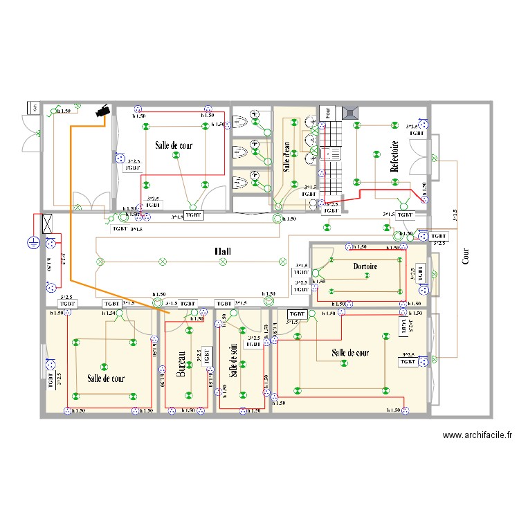 dar essalem moh. Plan de 11 pièces et 73 m2