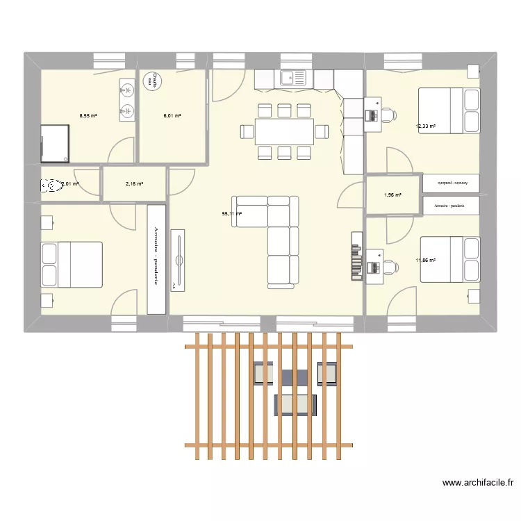 Projet maison amandine. Plan de 8 Pièces et 100 m² Projet maison amandine. Plan de 8 Pièces et 100 m²