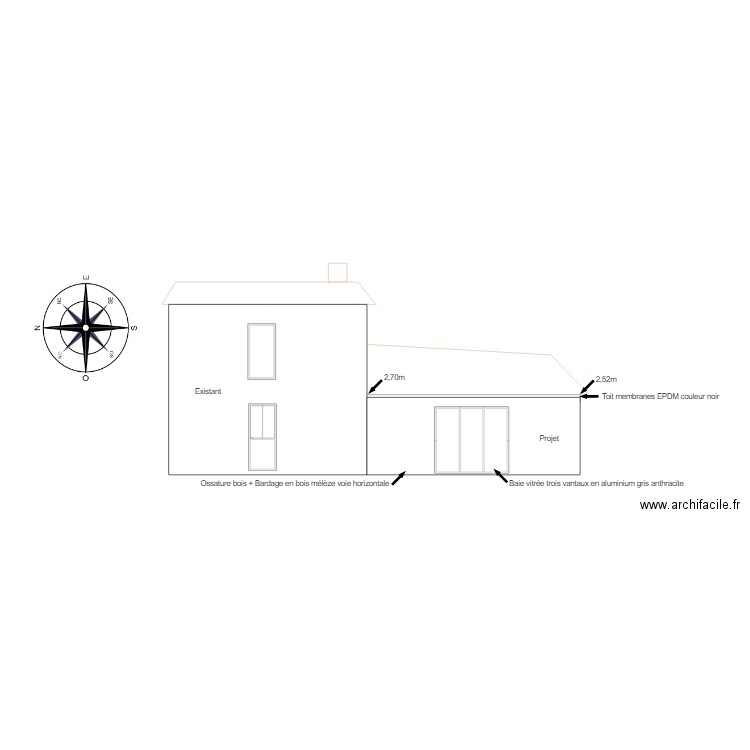 Facade EST. Plan de 0 pièce et 0 m2
