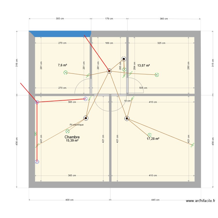 Maison. Plan de 4 pièces et 54 m2