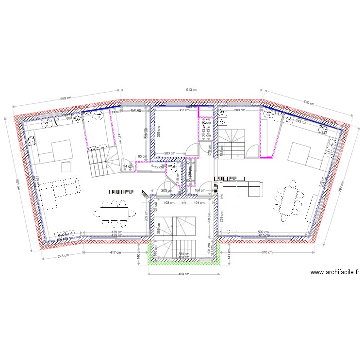 Etage 1 Grange isolation  mur 5. Plan de 0 pièce et 0 m2