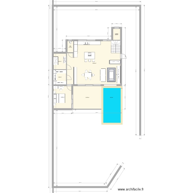 notre maison. Plan de 8 pièces et 128 m2