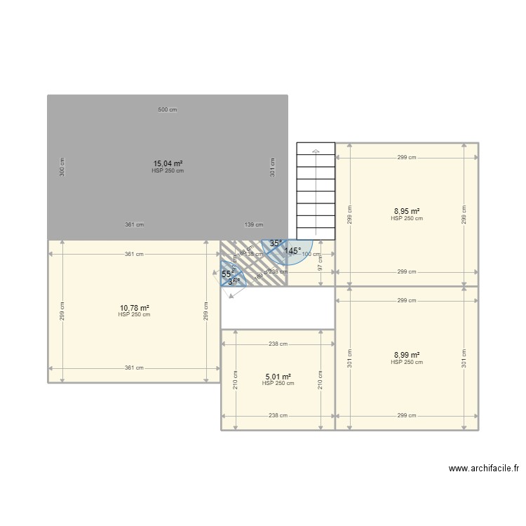 17 cm² étage. Plan de 7 pièces et 51 m2