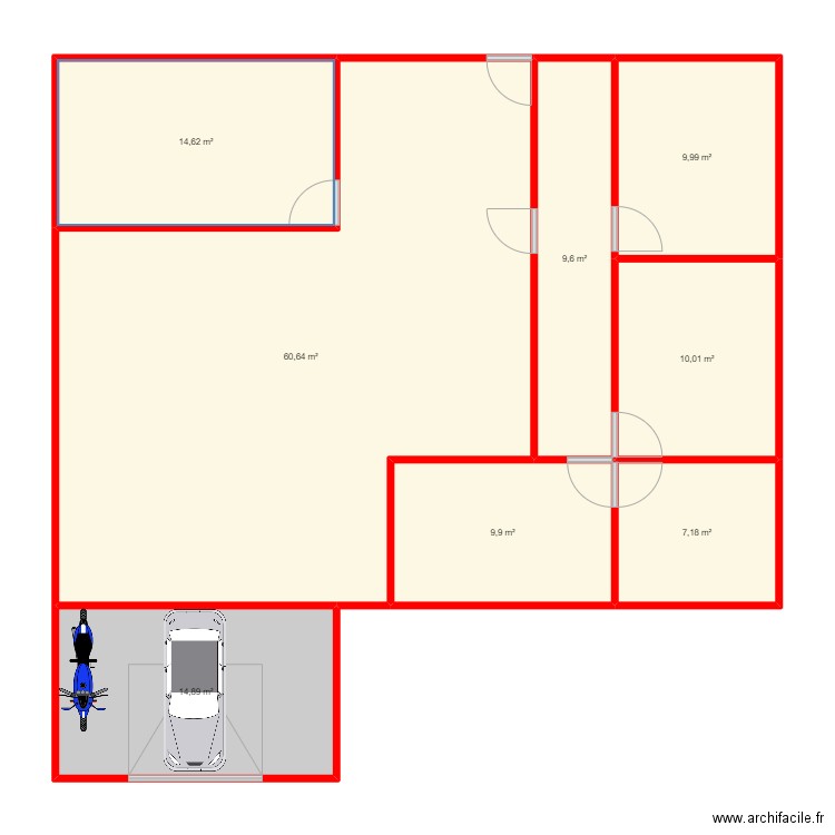 baba22. Plan de 8 pièces et 137 m2