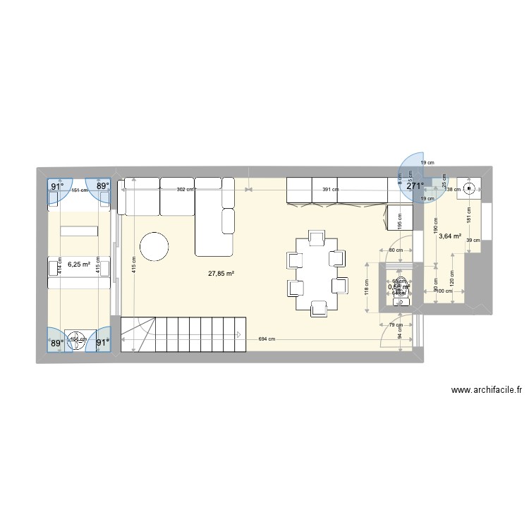 trou d'eau 4. Plan de 4 pièces et 38 m2