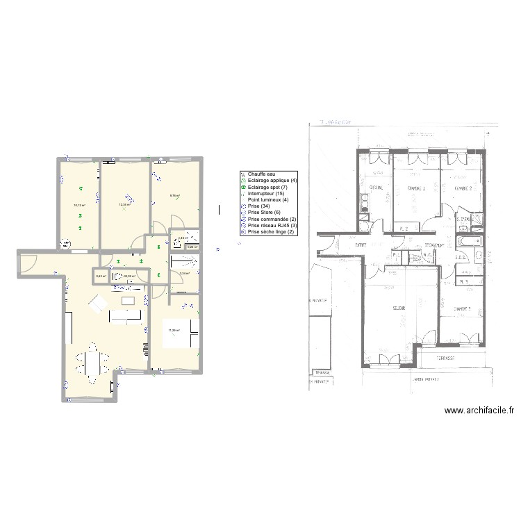 PLAN ELEC VERO V2 . Plan de 9 pièces et 51 m2