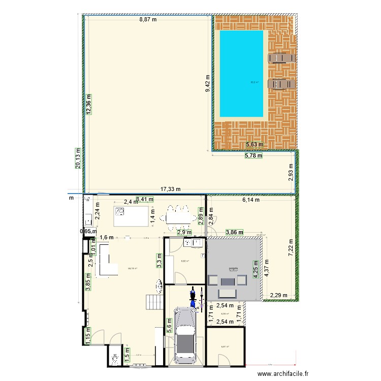 petunias essai piscine. Plan de 19 pièces et 383 m2