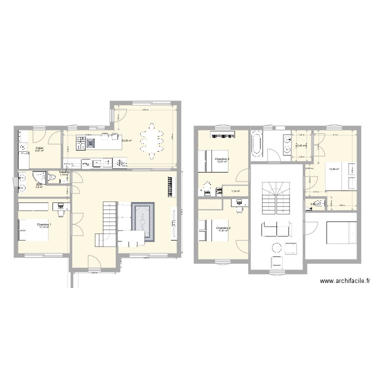 Plan de chez moi3. Plan de 12 pièces et 125 m2