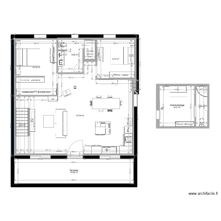 plan meuble. Plan de 8 pièces et 112 m2