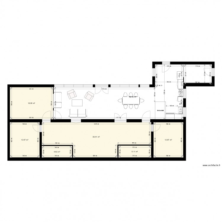 PLAN PROJET1 RDC MAISON CAMPAGNE. Plan de 0 pièce et 0 m2