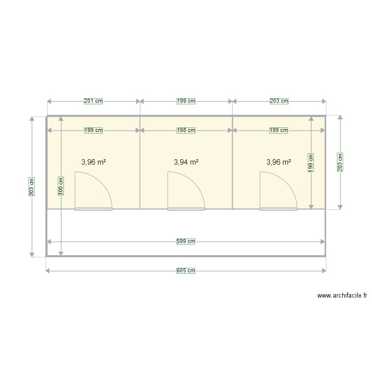 6 x 3  vestiaires . Plan de 0 pièce et 0 m2