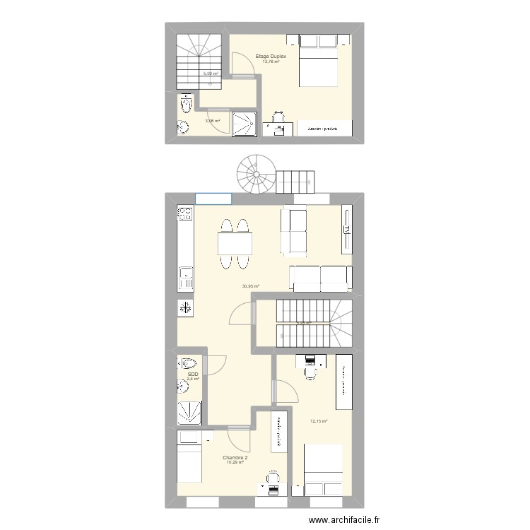 Charleville 1er. Plan de 8 pièces et 84 m2