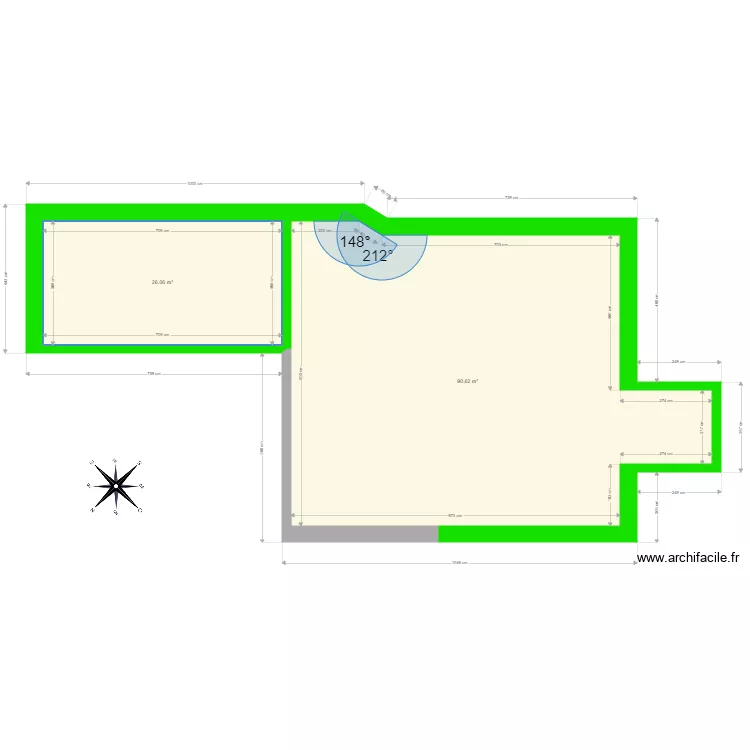 PC3 Plan surface rez de chauss&eacute;e total. Plan de 
