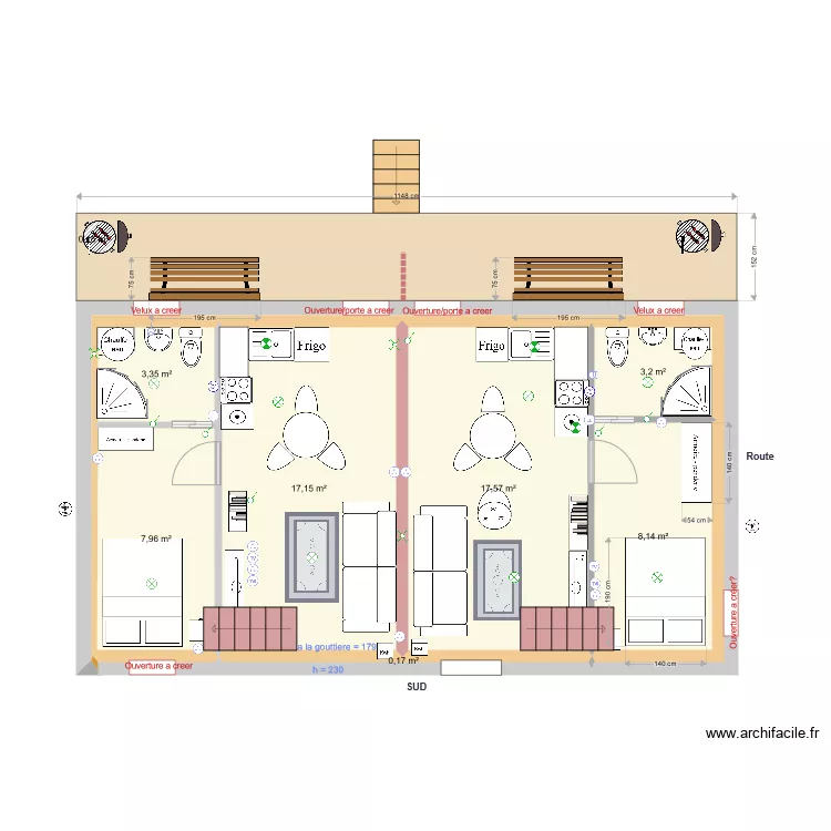 Ecurie Etage Pinceloup Option6 entree nord. Plan de Ecurie Etage Pinceloup Option6 entree nord. Plan de