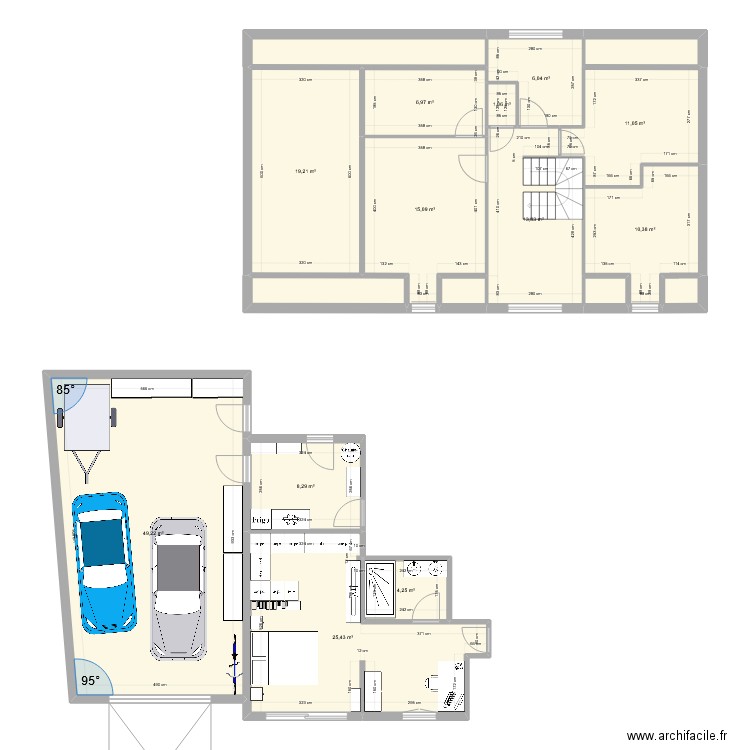 Maison RDC. Plan de 18 pièces et 185 m2