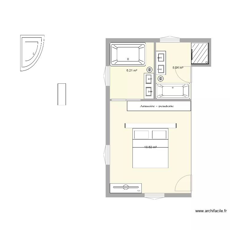 SUITE PARENTALE MOULIN. Plan de 