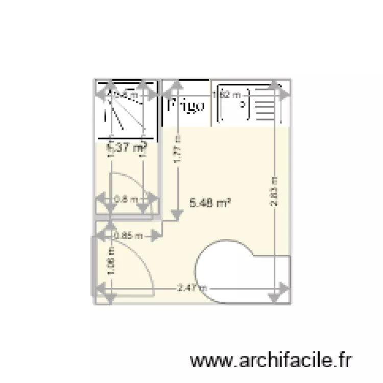 Cuisine bureau. Plan de 