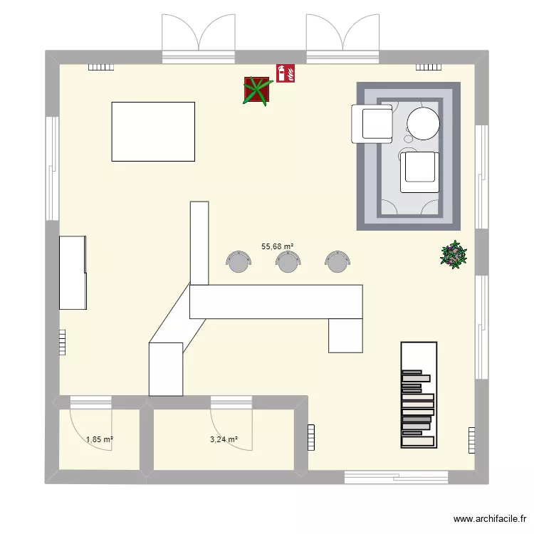 Salle du V&eacute;zou d&eacute;co 1. Plan de 
