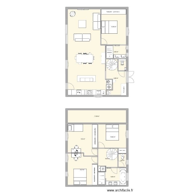 maison lafayette agrandissement V1. Plan de 12 pièces et 139 m2