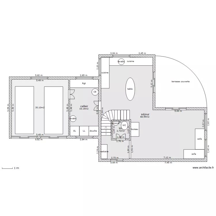 retour essai1 rez de chauss&eacute;e. Plan de 