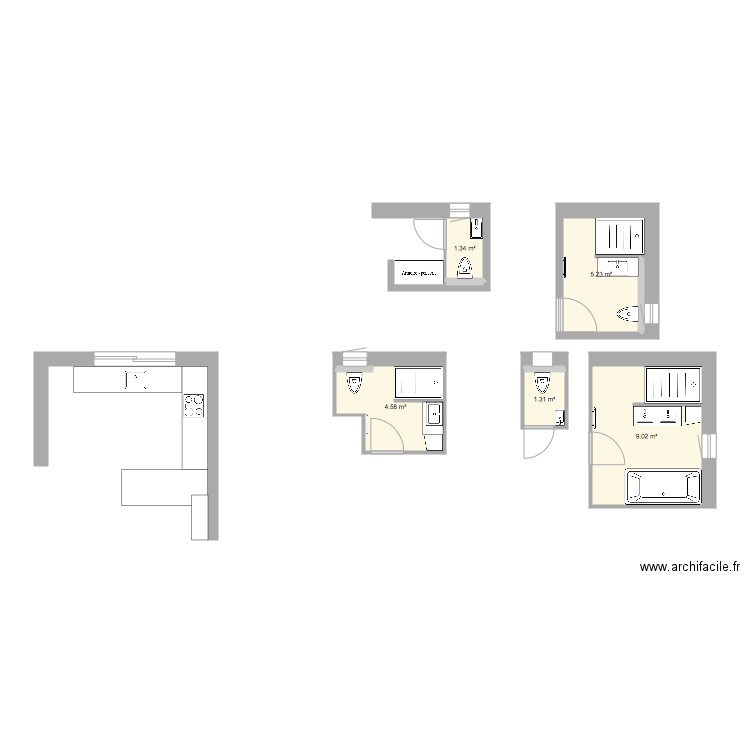 Sdb suite etage. Plan de 0 pièce et 0 m2