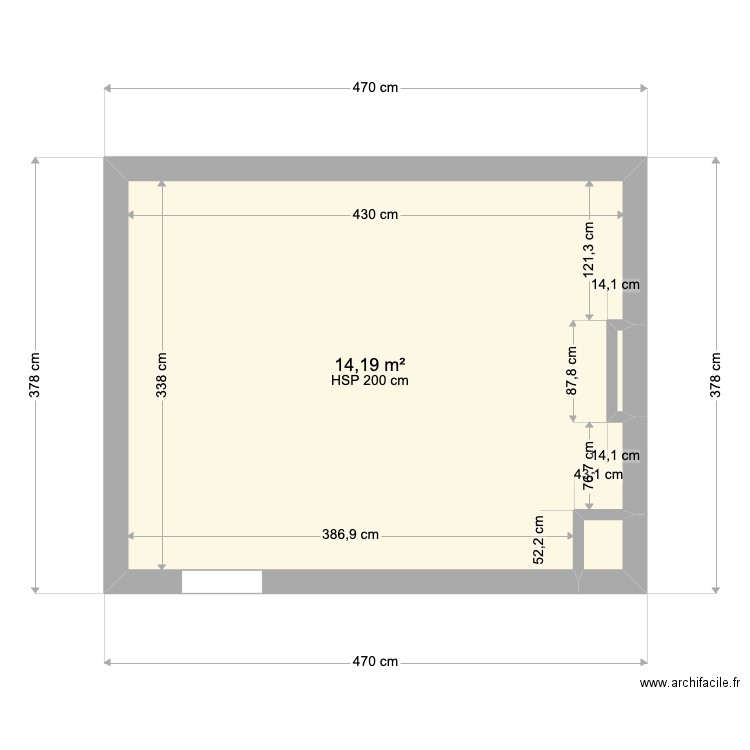 Montlivet. Plan de 3 pièces et 14 m2