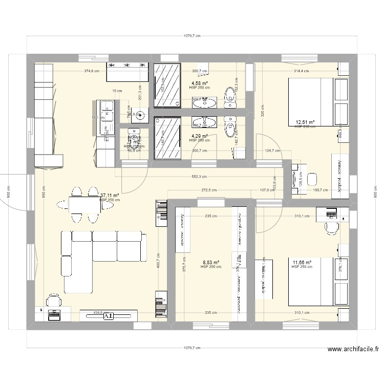 PLAN CARRE 99M2. Plan de 0 pièce et 0 m2