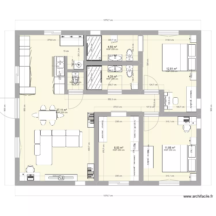 PLAN CARRE 99M2. Plan de 