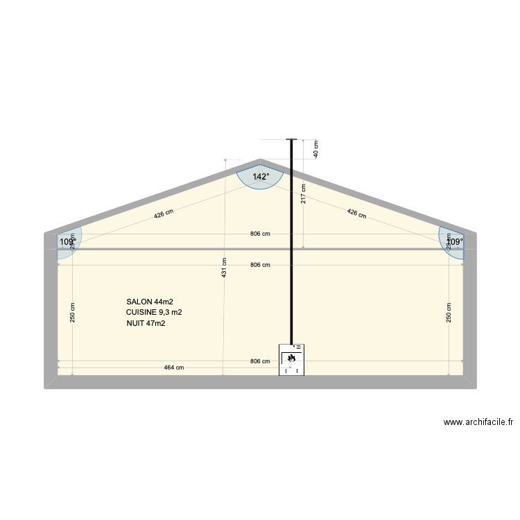 OSSARD Antoine. Plan de 2 pièces et 28 m2