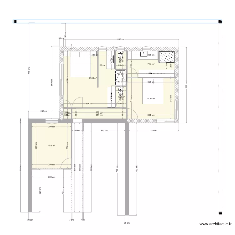 Soustons V1. Plan de 
