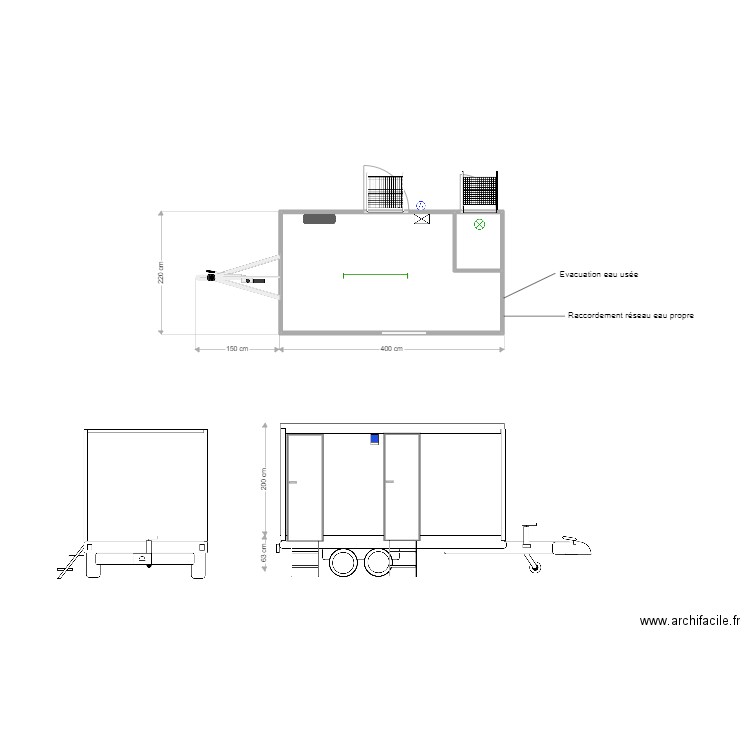 BVR FABRICATION 4 places base. Plan de 2 pièces et 8 m2