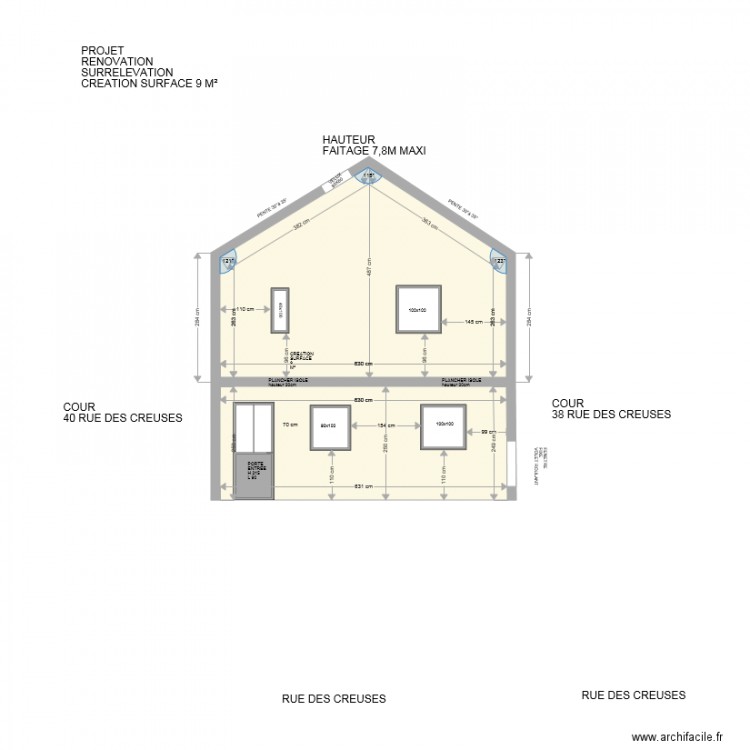 PLAN FACADE . Plan de 0 pièce et 0 m2