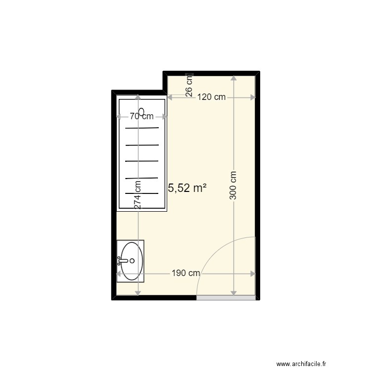 PLUCHART YVETTE . Plan de 1 pièce et 6 m2