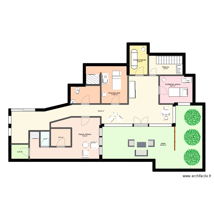 institut rez de chaussé. Plan de 10 pièces et 148 m2