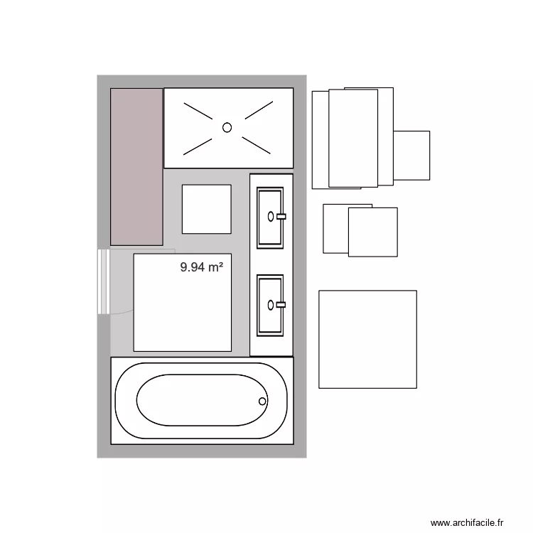 salle de bain Pourville 1. Plan de 