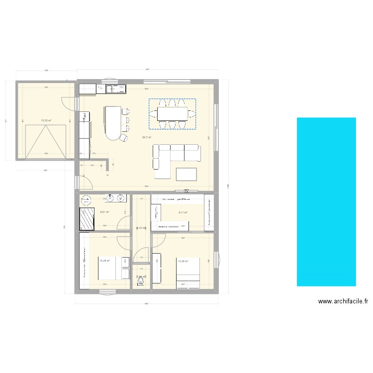 maison. Plan de 8 pièces et 109 m2