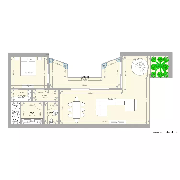 Hangar reamenag&eacute; R1. Plan de 